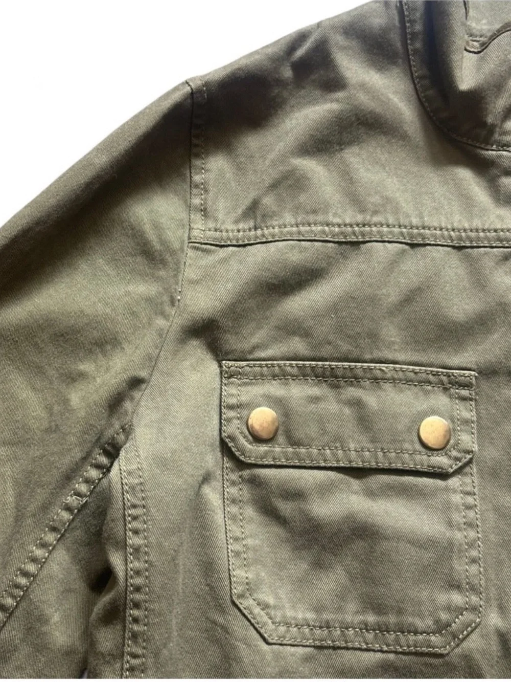 J Crew Olive Utility Field Jacket Womens Chore Coat Sz Large Classic Military